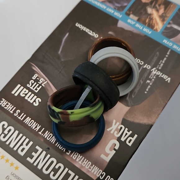 MEN'S SILICONE RINGS 5 PACK - Picture 2 of 3